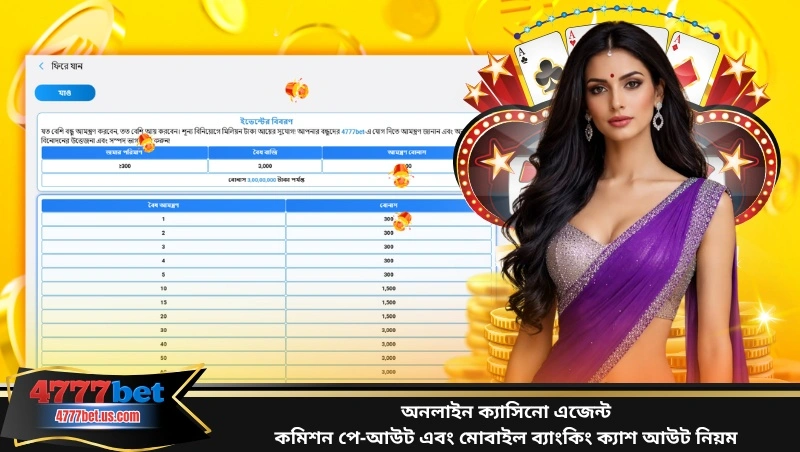 অনলাইন ক্যাসিনো এজেন্ট কমিশন পে-আউট এবং মোবাইল ব্যাংকিং ক্যাশ আউট নিয়ম